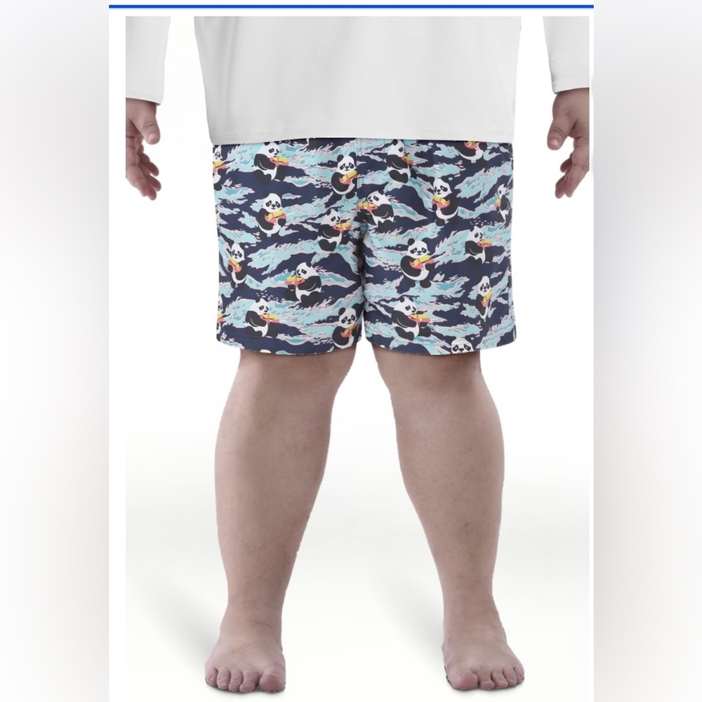 No Boundaries Panda Swim Trunks 3XL Blue Graphic Print NWT Quick Dry‎ UPF 50+
